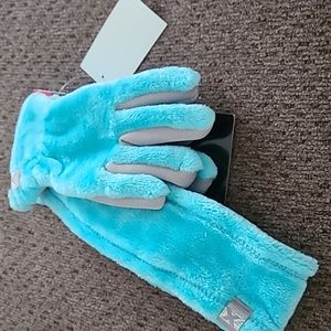 ZX OUTDOOR GIRLS BLUE HEADBAND & GLOVES SET SIZE SMALL/MEDIUM